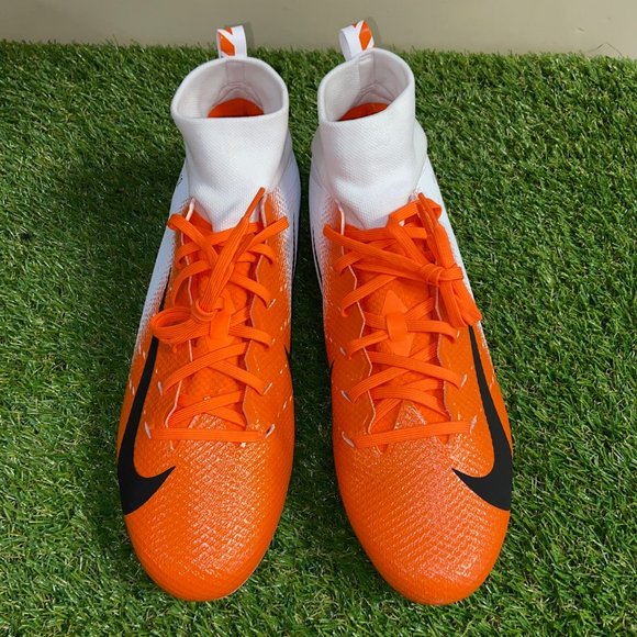 Nike Vapor Untouchable 3 White Orange Football Cleats AO3021-118 Mens 12.5 NEW - Picture 2 of 10